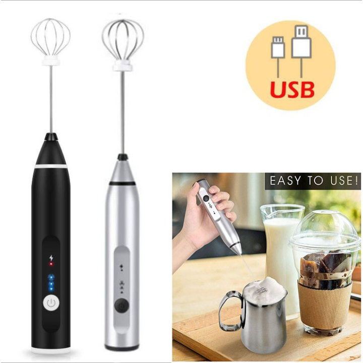 Rechargeable Handheld USB Milk Frother & Whisk with Stand