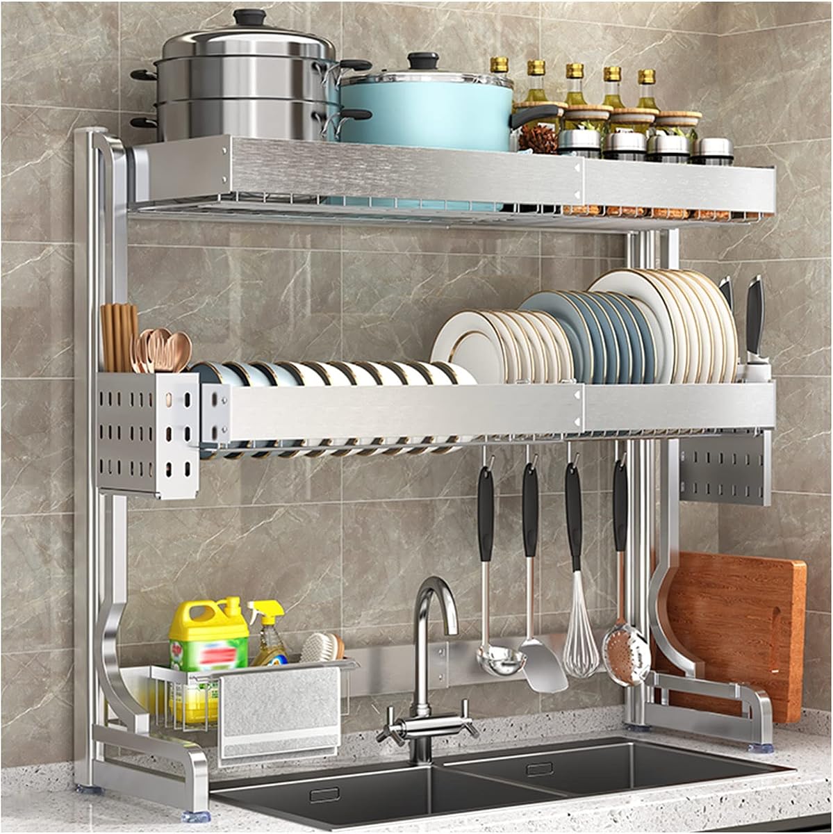 Expandable Over-The-Sink Stainless Steel Dish Drying Rack