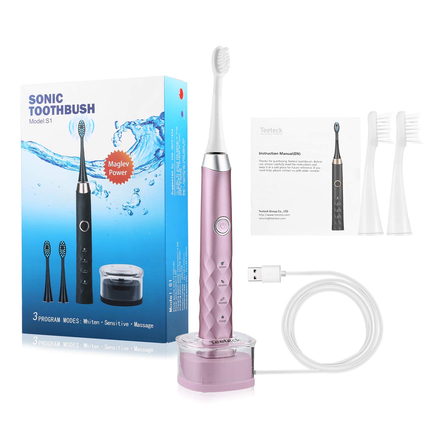 Sonic Electric Toothbrush with 40,000 VPM & 8 Brush Heads