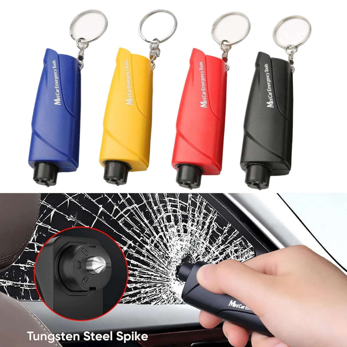 Spring-Loaded Emergency Window Breaker & Seatbelt Cutter
