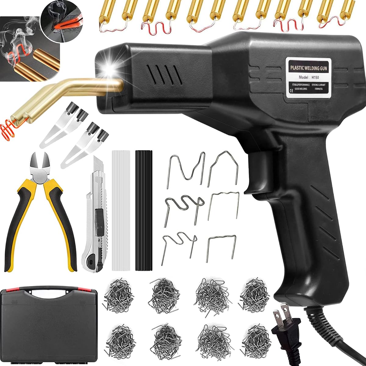 Hot Stapler Plastic Welding Gun Repair Kit with 600 Staples