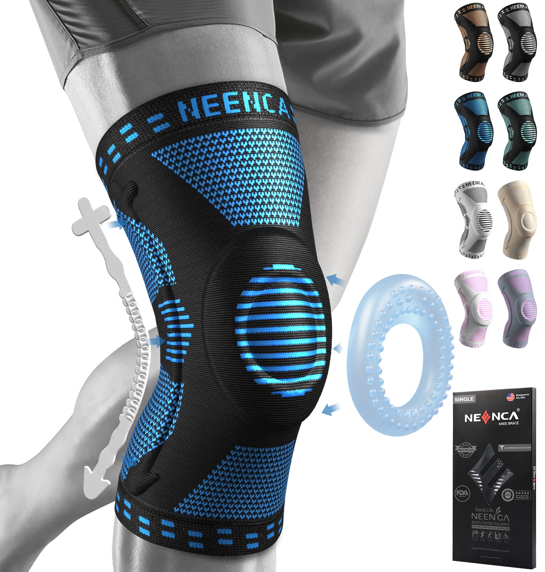 Professional Compression Knee Sleeves with Patella Gel Pads