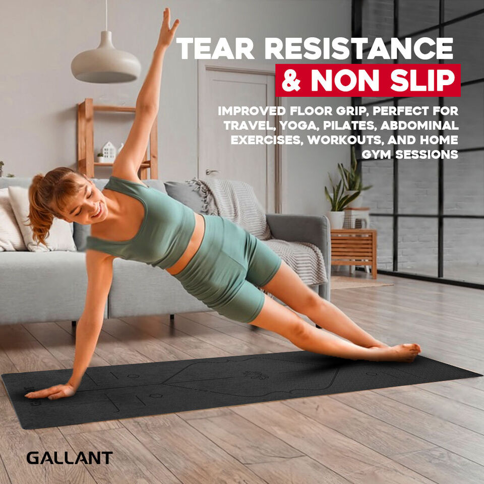 Extra Thick Non-Slip TPE Yoga Mat with Body Alignment Lines