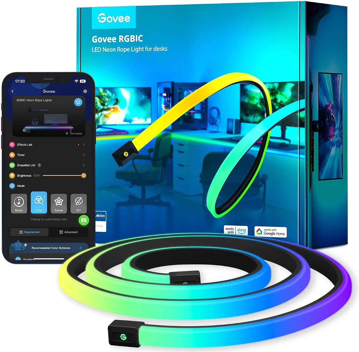 Smart WiFi RGBIC Neon Rope LED Lights (16.4ft Music Sync)