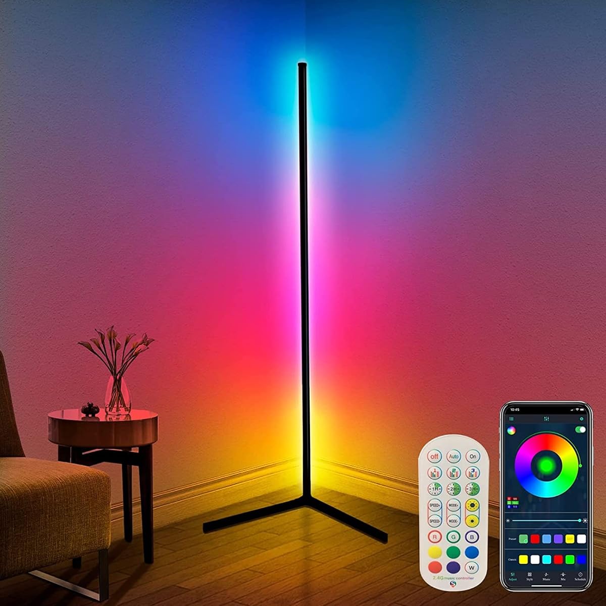Modern Minimalist RGB Corner LED Floor Standing Light Bar