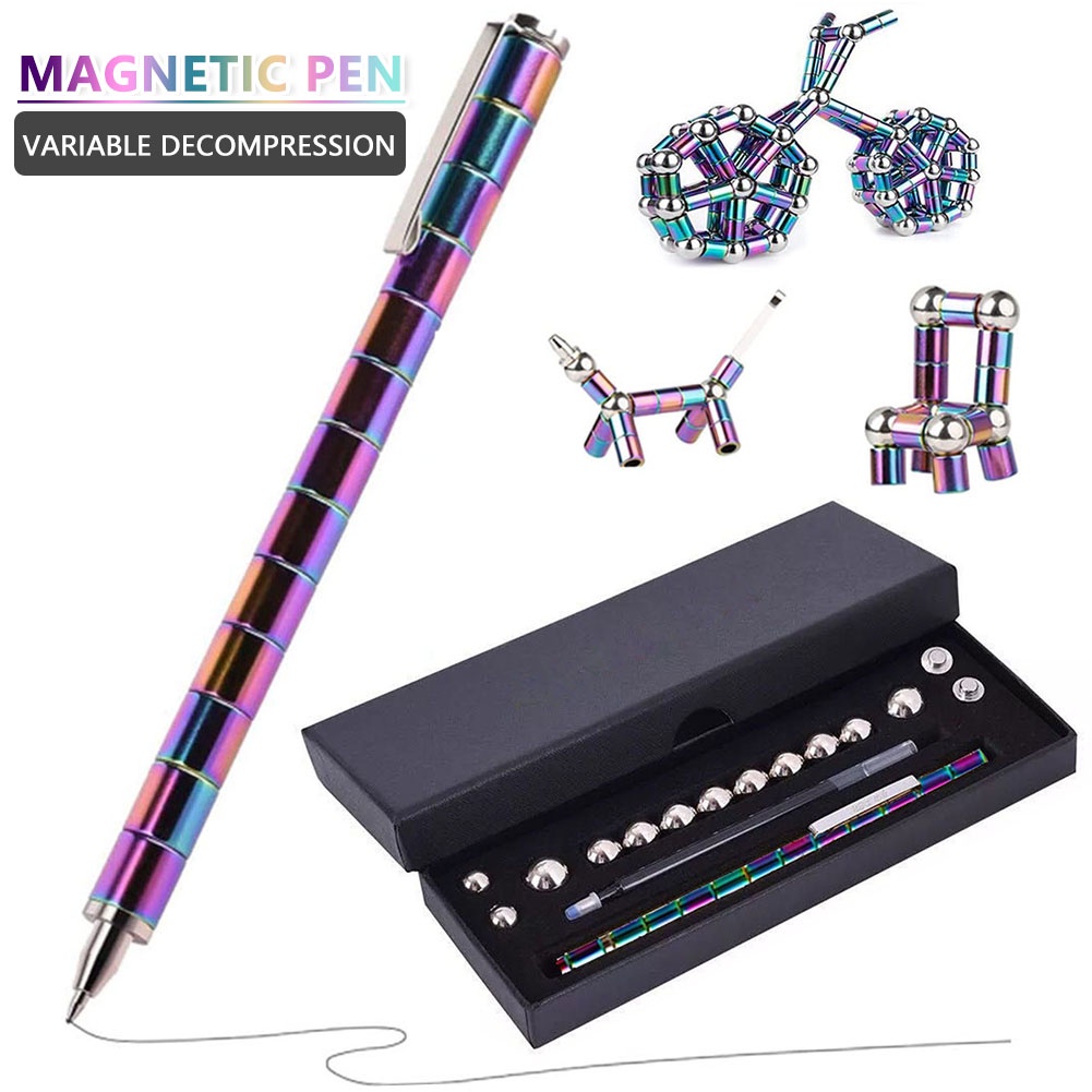 Modular Magnetic Fidget Thinking Pen with Stylus Tips