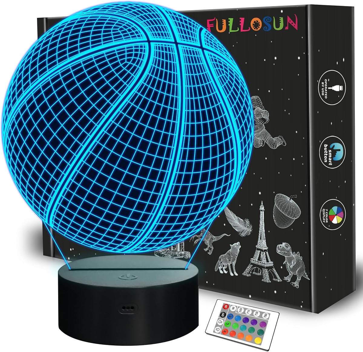 3D Optical Illusion LED Acrylic Night Light with Remote