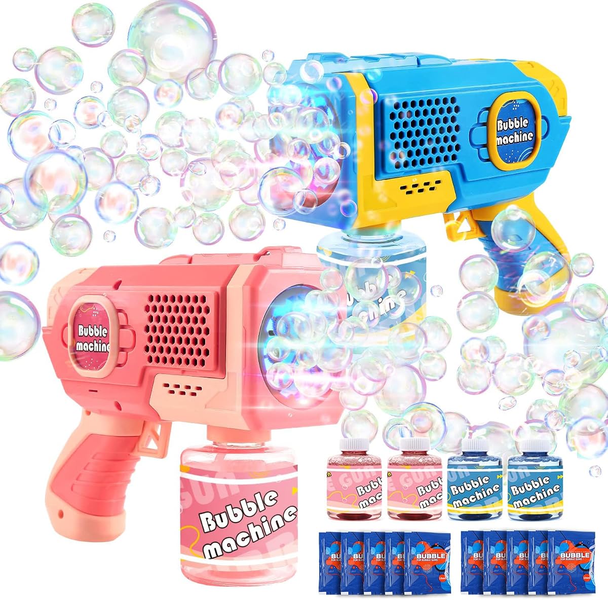 Automatic Rocket Gatling Bubble Gun with 69 Holes & LED
